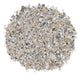 Quartzite hybrid epoxy flake – top-down view of tan, white, black, gray, and yellow chip blend.