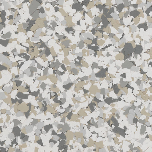 Top-down view of Antler epoxy flake – 1/4" light tan blend for decorative floors.