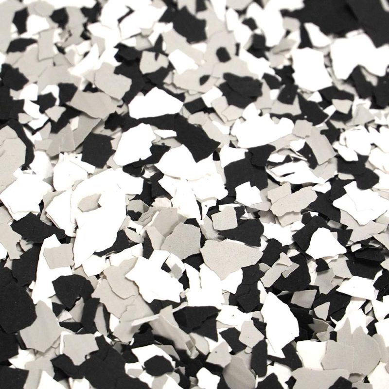 1/4″ Tuxedo Flake System Chips – black and white stone-inspired flakes